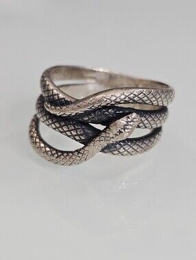 Sterling Silver Snake Reptile 925 Twist Ring Size 8 US